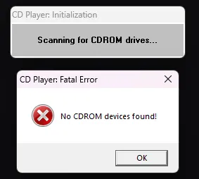CDPLAYER.EXE 未找到 CD-ROM 驱动器