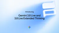 文字“Introducing Gemini 3.8 Live and 3.8 Live Extended Thinking”与 Gemini Spark，背景为浅蓝色