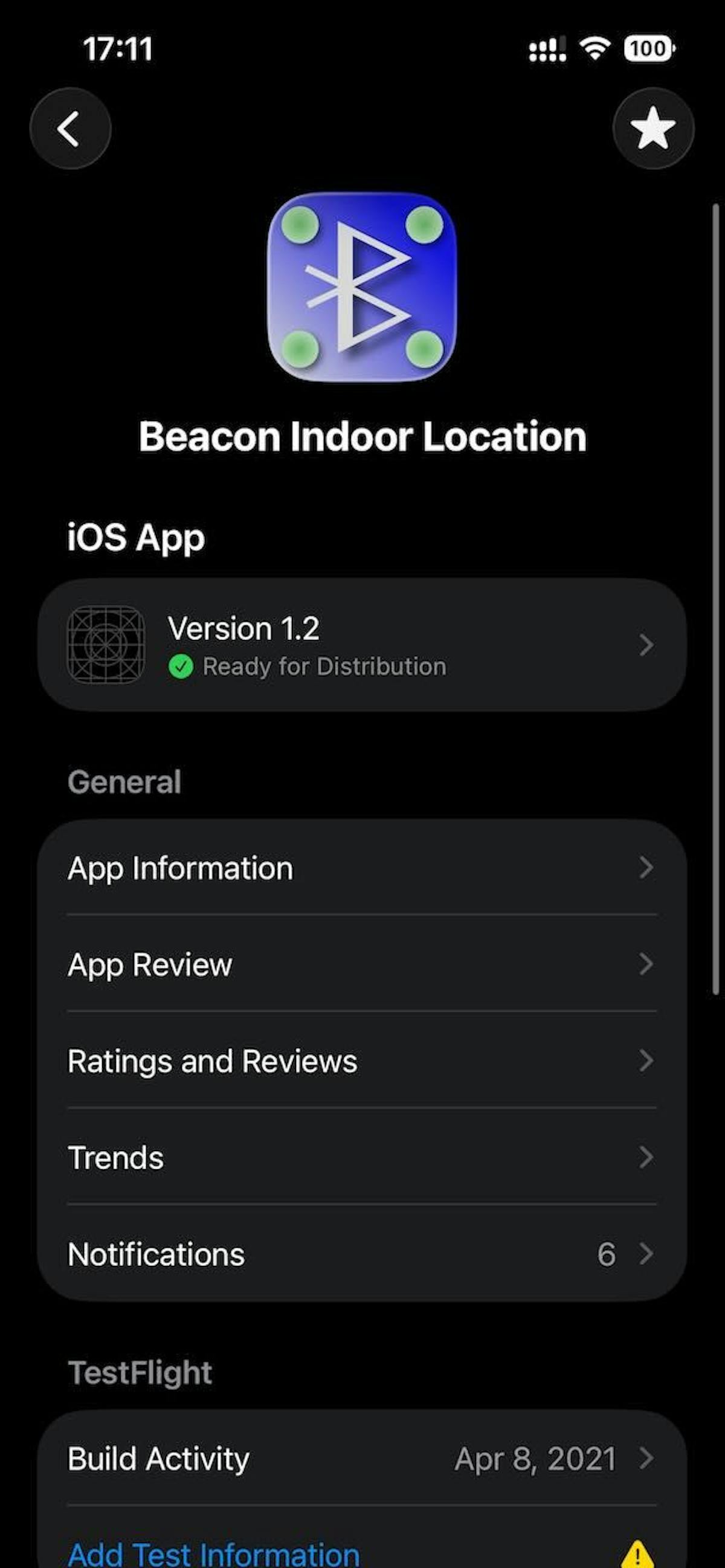 图 6 — BeaconIL 在 App Store 上。该 app 通过了两轮 App Store Review 并发布。目前列表处于非活跃状态,架构则在为更大规模的部署做准备。