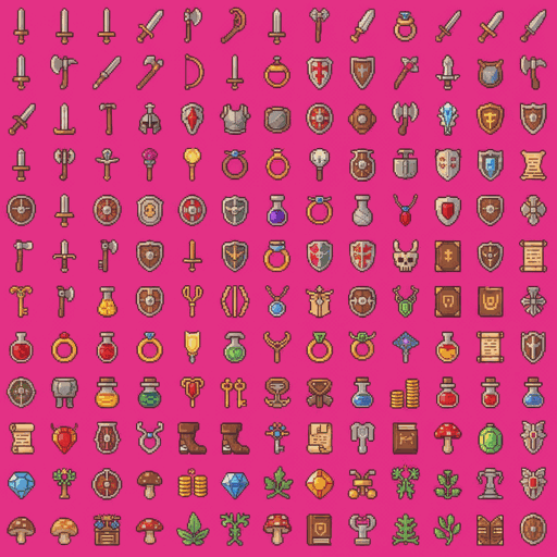 156 个多样化的奇幻物品图标