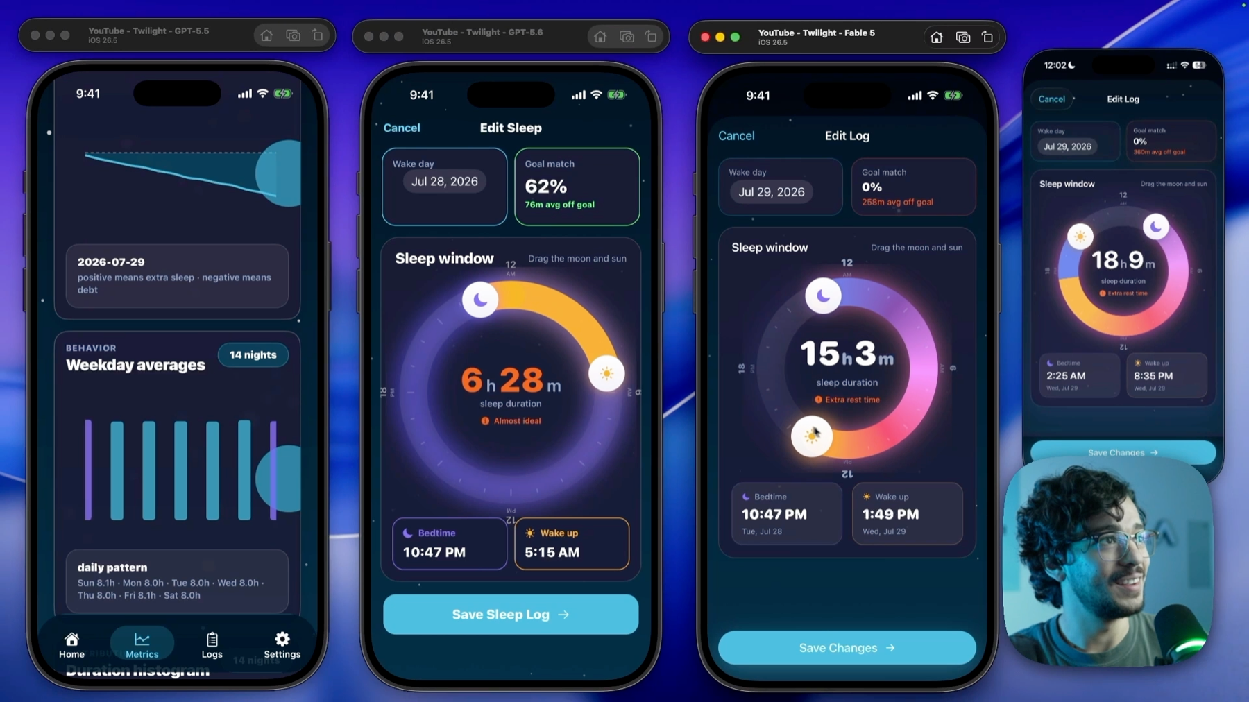 Expo 重写版里的睡眠记录页，用了原生 slider 和 bottom sheet