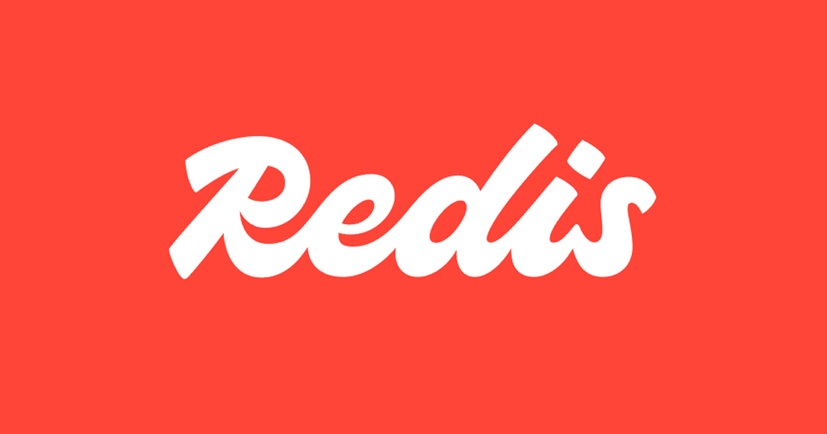 题图:Redis 的红底品牌图,正中间是白色的手写体 Redis 标志