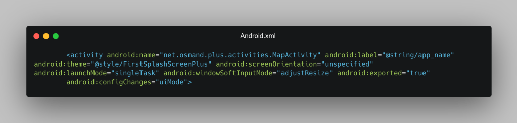 android.xml 文件的截图
