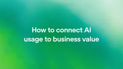 题图：OpenAI 的公告题图，蓝绿色渐变底色上居中写着 How to connect AI usage to business value
