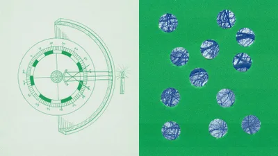 collage of a physics diagram and trees