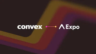 Expo 与 Convex 的联名配图，写着「Convex is now a one-command backend for Expo apps」